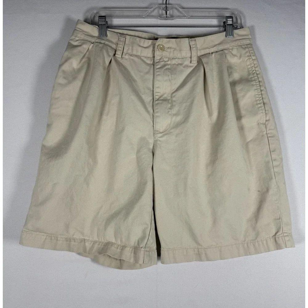 Vintage Polo Ralph Lauren Tyler Shorts Mens 33*/8 Off White Chino Double Pleated
